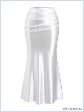 Satin Maxi Skirt Bodycon Fishtail Silky Elegant Long Skirt